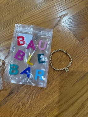 BaubleBar “H”  Letter Charm Bracelet - Gold Beads